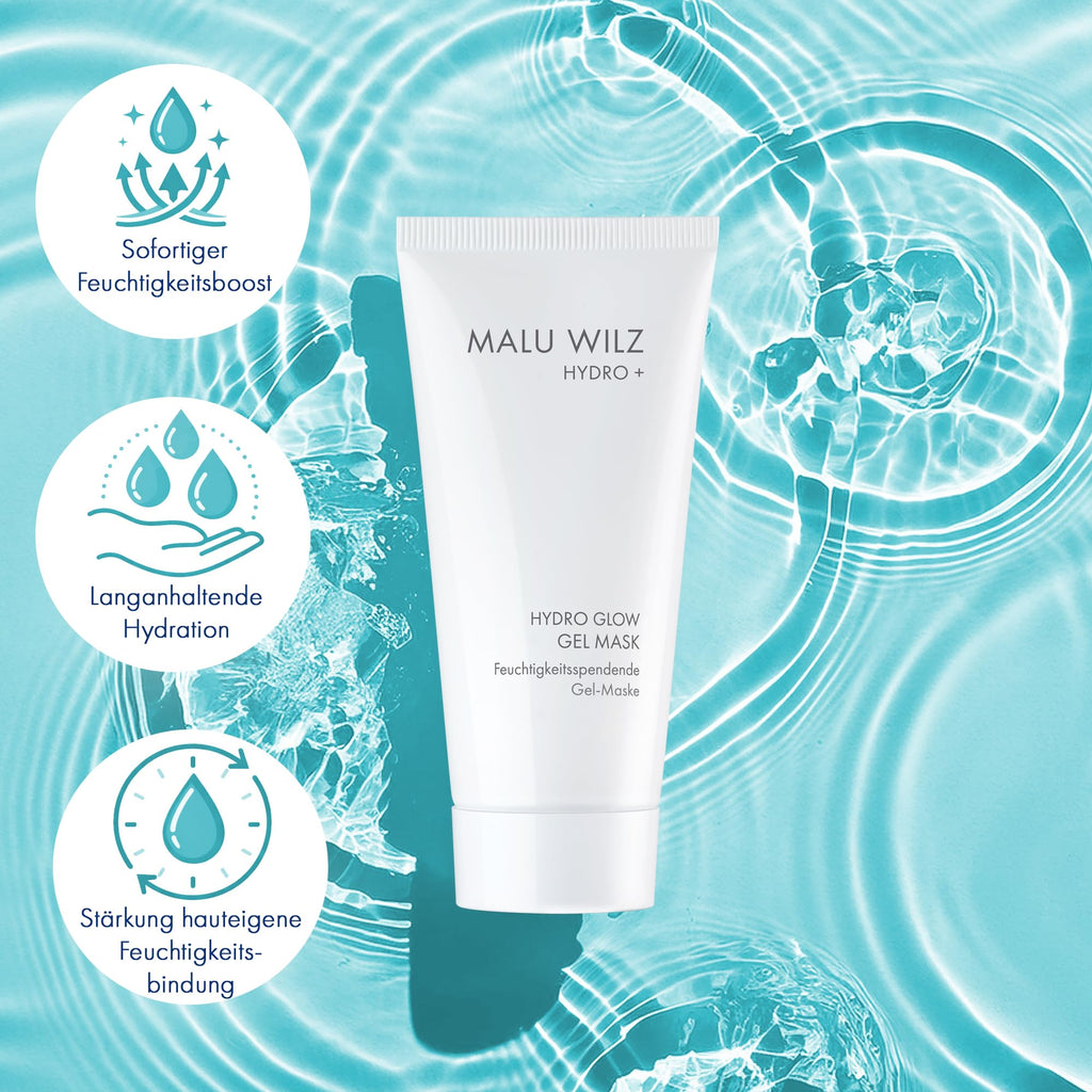 MALU WILZ HYDRO GLOW MOISTURE CREAM 50 ml – 24h Feuchtigkeitscreme mit Aquaporin, NMF, Jojobaöl & Panthenol – für normale bis trockene Haut – inkl. Refill