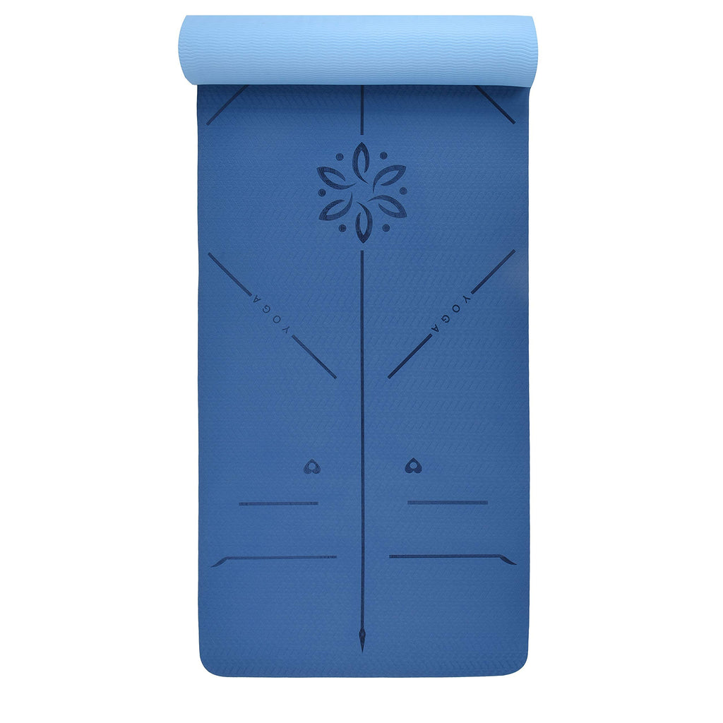 YOGATI Yogamatte rutschfest Schadstofffrei, mit Tragegurt. Yoga Matte mit Ausrichtungslinien. Ideal Yogamatten als Gymnastikmatte, Sportmatte, Fitnessmatte, Jogamatte - Yoga mat