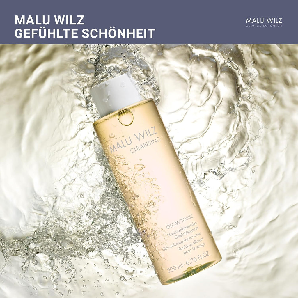 Malu Wilz Glow Tonic 200 ml I Gesichtswasser mit Milchsäure, Hyaluronsäure, Glycerin & Panthenol I Tonic mit Peeling-Effekt I Glättet die Haut I Vegan