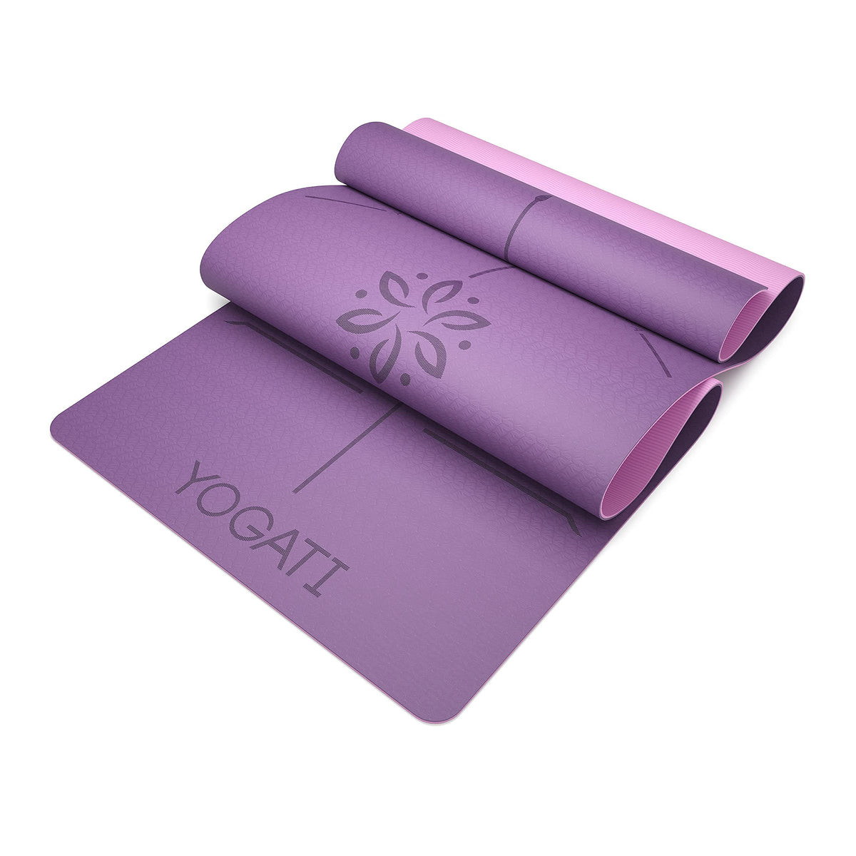 YOGATI Yogamatte rutschfest Schadstofffrei, mit Tragegurt. Yoga Matte mit Ausrichtungslinien. Ideal Yogamatten als Gymnastikmatte, Sportmatte, Fitnessmatte, Jogamatte - Yoga mat