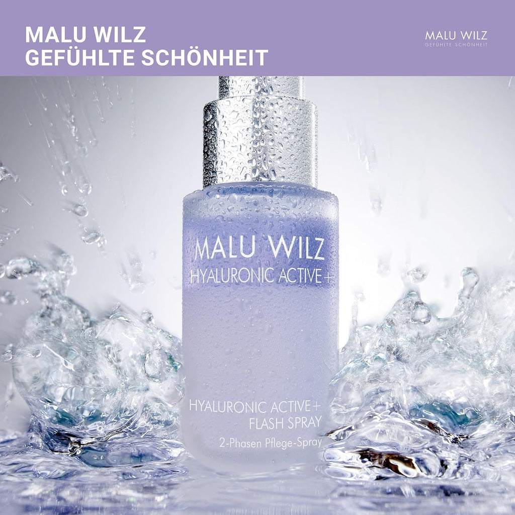 Malu Wilz Hyaluronic Active + Flash Spray 30 ml I Erfrischende Skincare Gesichtspflege-Serum mit Hyaluron-Wirkstoff-Formel mit Dual-Effekt I Booster I Vegan