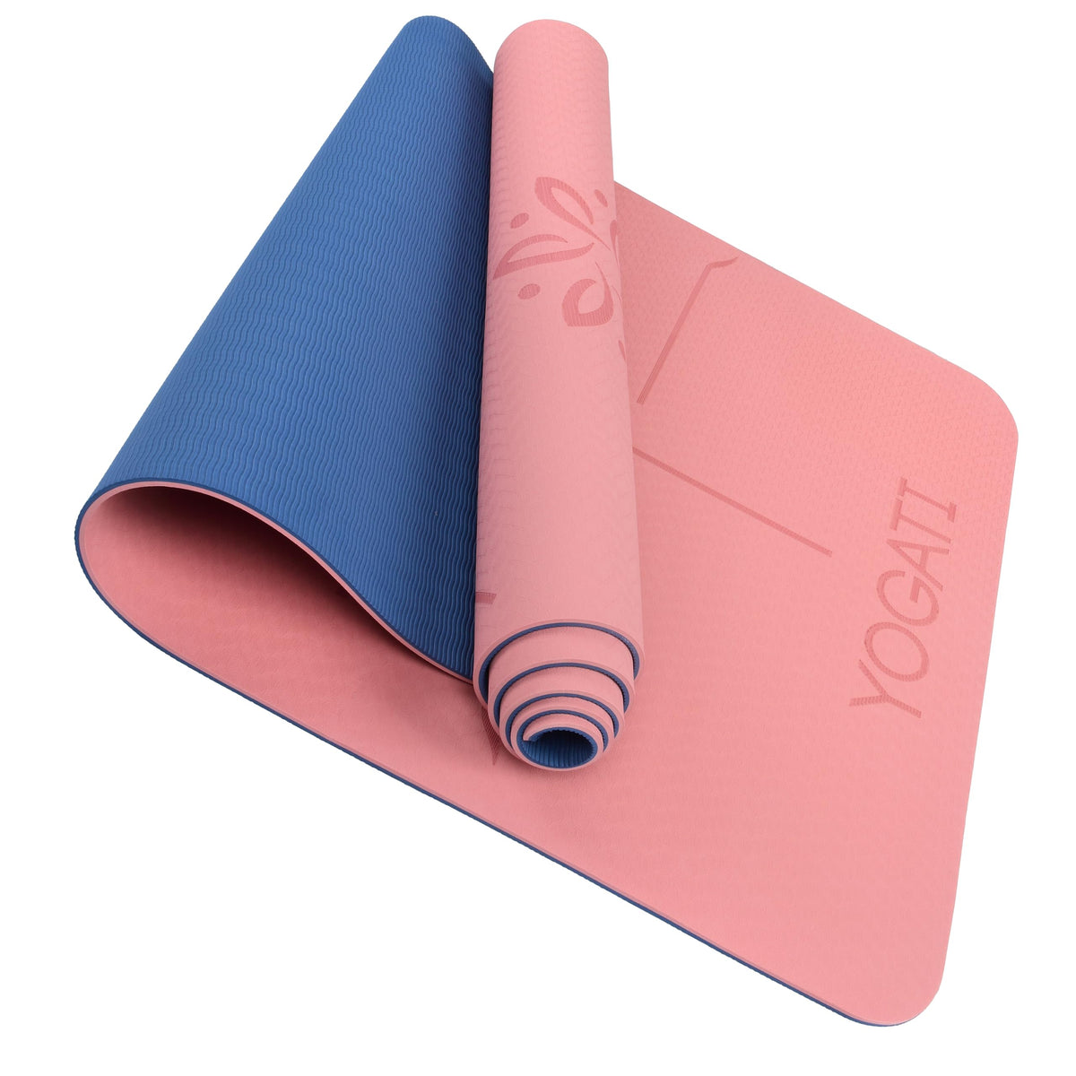 YOGATI Yogamatte rutschfest Schadstofffrei, mit Tragegurt. Yoga Matte mit Ausrichtungslinien. Ideal Yogamatten als Gymnastikmatte, Sportmatte, Fitnessmatte, Jogamatte - Yoga mat