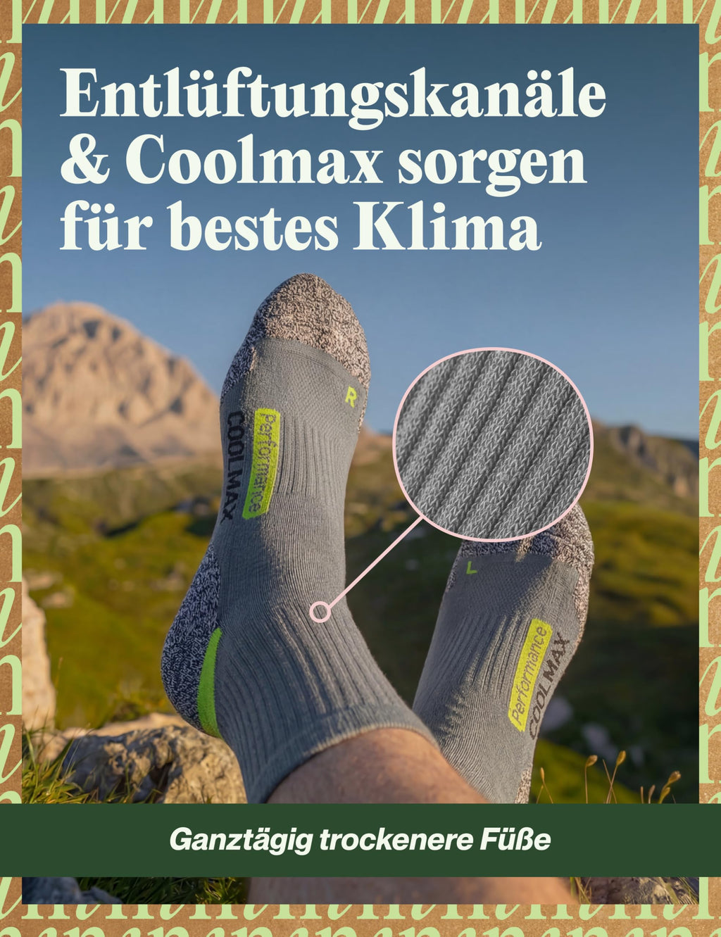 Piarini 2 Paar Coolmax Wandersocken Sommer Kurz, Atmungsaktiv, Anti Blasen & Geposltert - Outdoor Trekkingsocken Damen Herren - Gr. 35-38 bis 47-50