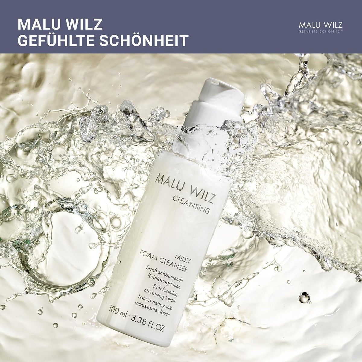 Malu Wilz Milky Foam Cleanser 100ml I Skincare Reinigungslotion für sanfte Gesichtsreinigung I Gesichtsreiniger mit Provitamin B5 für geschmeidige Haut I Vegan