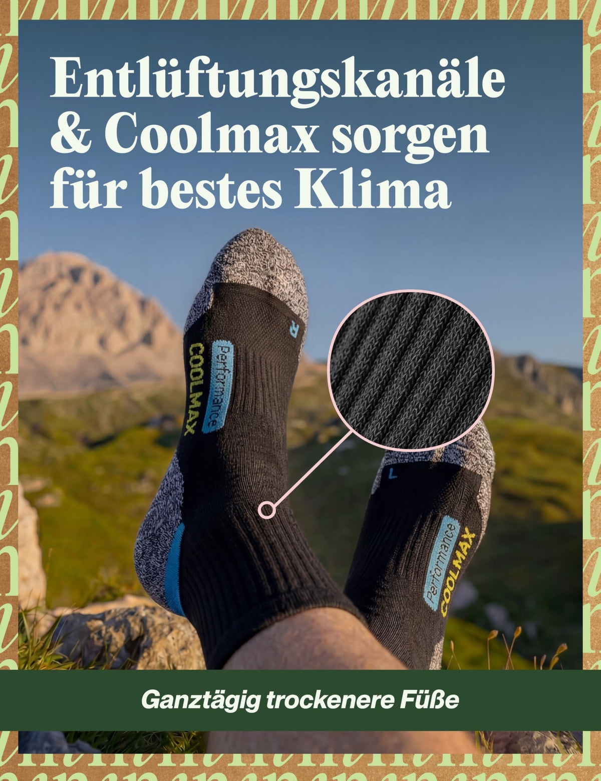 Piarini 2 Paar Coolmax Wandersocken Sommer Kurz, Atmungsaktiv, Anti Blasen & Geposltert - Outdoor Trekkingsocken Damen Herren - Gr. 35-38 bis 47-50