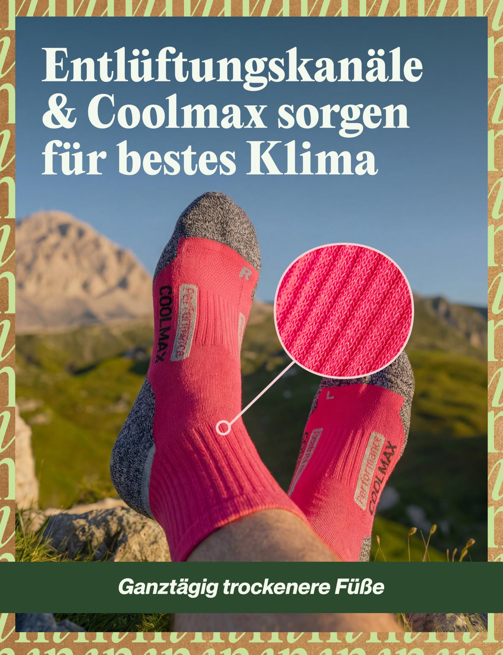 Piarini 2 Paar Coolmax Wandersocken Sommer Kurz, Atmungsaktiv, Anti Blasen & Geposltert - Outdoor Trekkingsocken Damen Herren - Gr. 35-38 bis 47-50