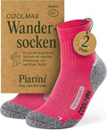 Piarini 2 Paar Coolmax Wandersocken Sommer Kurz, Atmungsaktiv, Anti Blasen & Geposltert - Outdoor Trekkingsocken Damen Herren - Gr. 35-38 bis 47-50